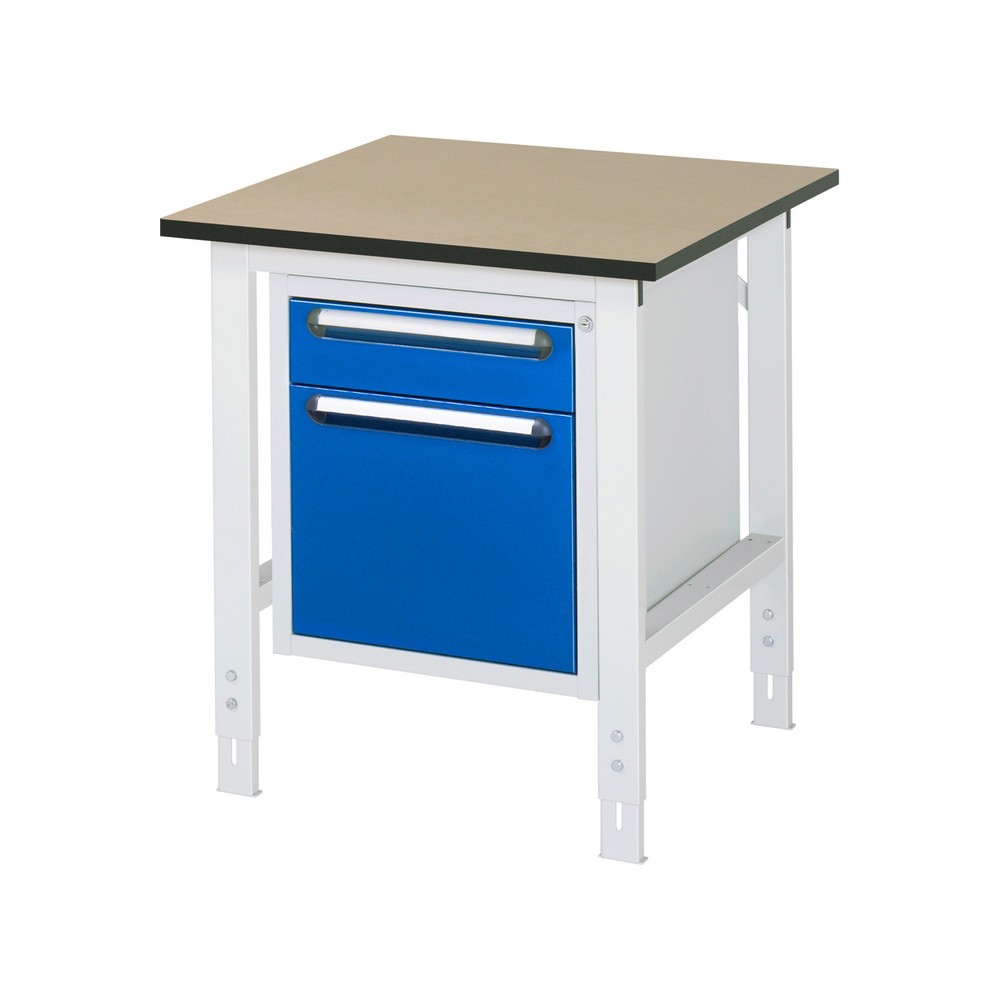 Product afbeelding: In hoogte verstelbare werktafel RAU serie TOM, hxbxd 760-1.080 x 750 x 800 mm, 2 lades, mdf werkblad