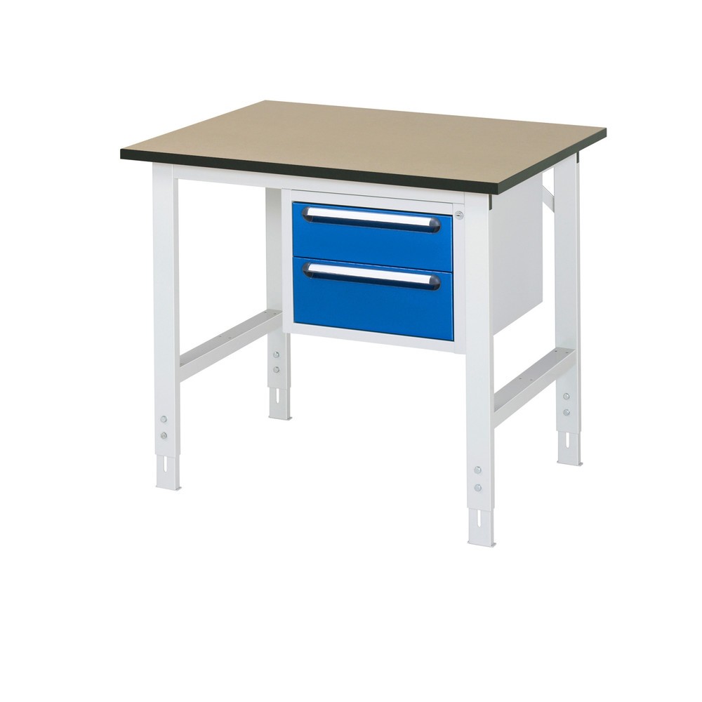 Product afbeelding: In hoogte verstelbare werktafel RAU serie TOM, hxbxd 760-1.080 x 1.000 x 800 mm, 2 lades, mdf werkblad