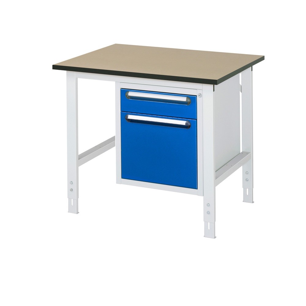 Product afbeelding: In hoogte verstelbare werktafel RAU serie TOM, hxbxd 760-1.080 x 1.000 x 800 mm, 2 lades, mdf werkblad