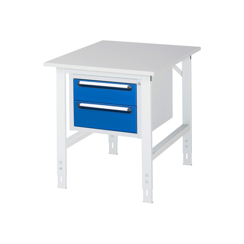 Product afbeelding: In hoogte verstelbare werktafel RAU serie TOM, hxbxd 760-1.080 x 750 x 1.000 mm, 2 lades, werkblad met melaminelaag