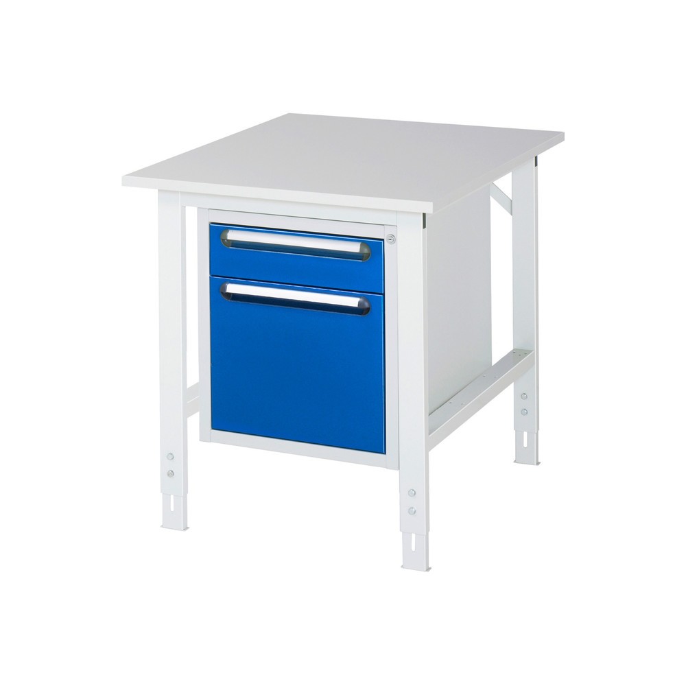 Product afbeelding: In hoogte verstelbare werktafel RAU serie TOM, hxbxd 760-1.080 x 750 x 1.000 mm, 2 lades, werkblad met melaminelaag