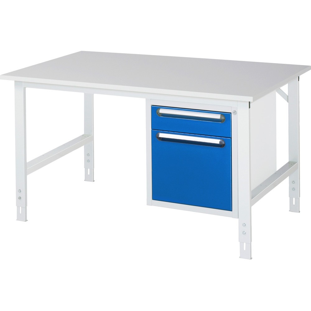 Product afbeelding: In hoogte verstelbare werktafel RAU serie TOM, hxbxd 760-1.080 x 1.500 x 1.000 mm, 2 lades, werkblad met melaminelaag
