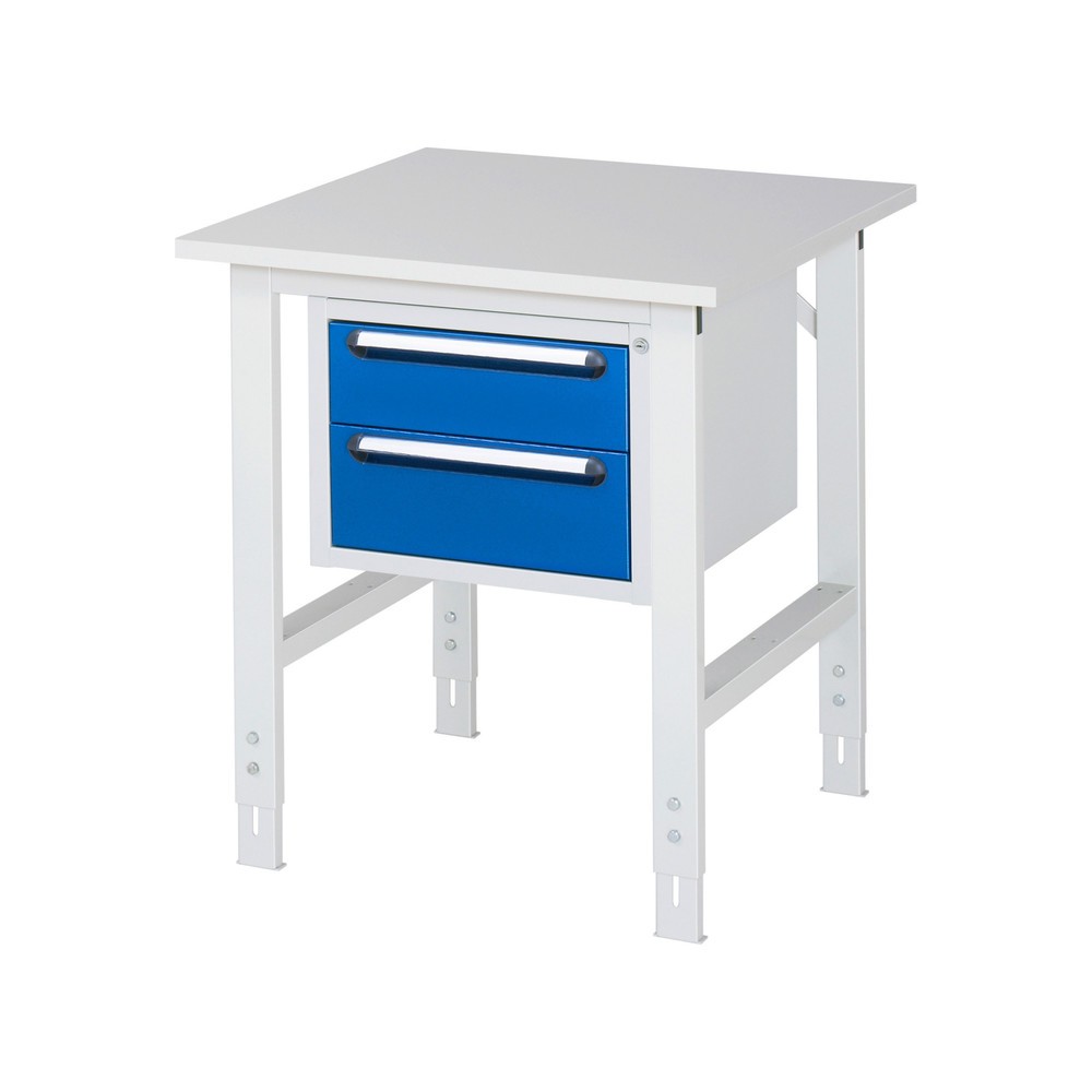 Product afbeelding: In hoogte verstelbare werktafel RAU serie TOM, hxbxd 760-1.080 x 750 x 800 mm, 2 lades, werkblad met melaminelaag