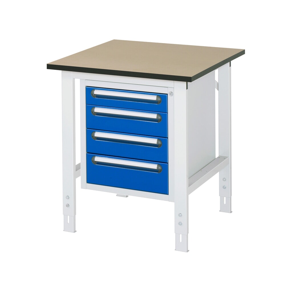 Product afbeelding: In hoogte verstelbare werktafel RAU serie TOM, hxbxd 760-1.080 x 750 x 800 mm, 4 lades, mdf werkblad