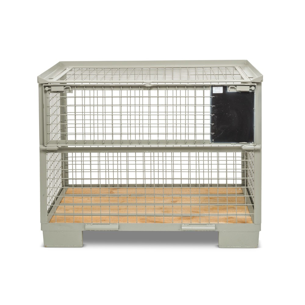 Productafbeelding nr. 2: Industriële gitterbox, met half neerklapbare lengtewand, hoogte 970 mm, met deksel