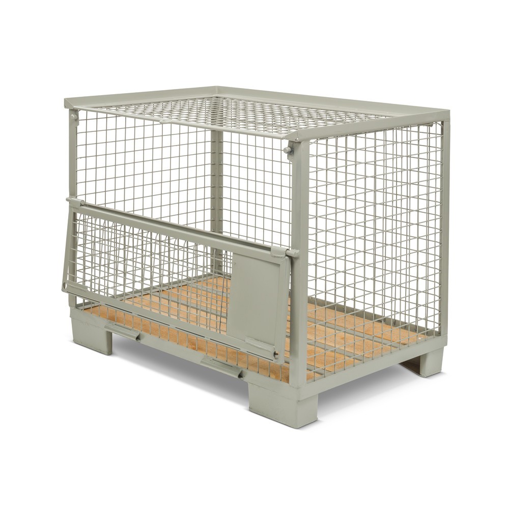 Productafbeelding nr. 3: Industriële gitterbox, met half neerklapbare lengtewand, hoogte 970 mm, met deksel