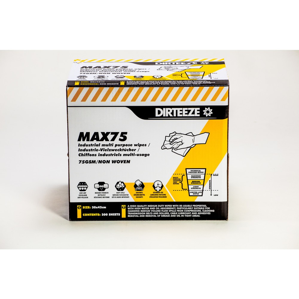 Product afbeelding: Industriële poetsdoekjes MAX75, 1 doos met 200 doekjes