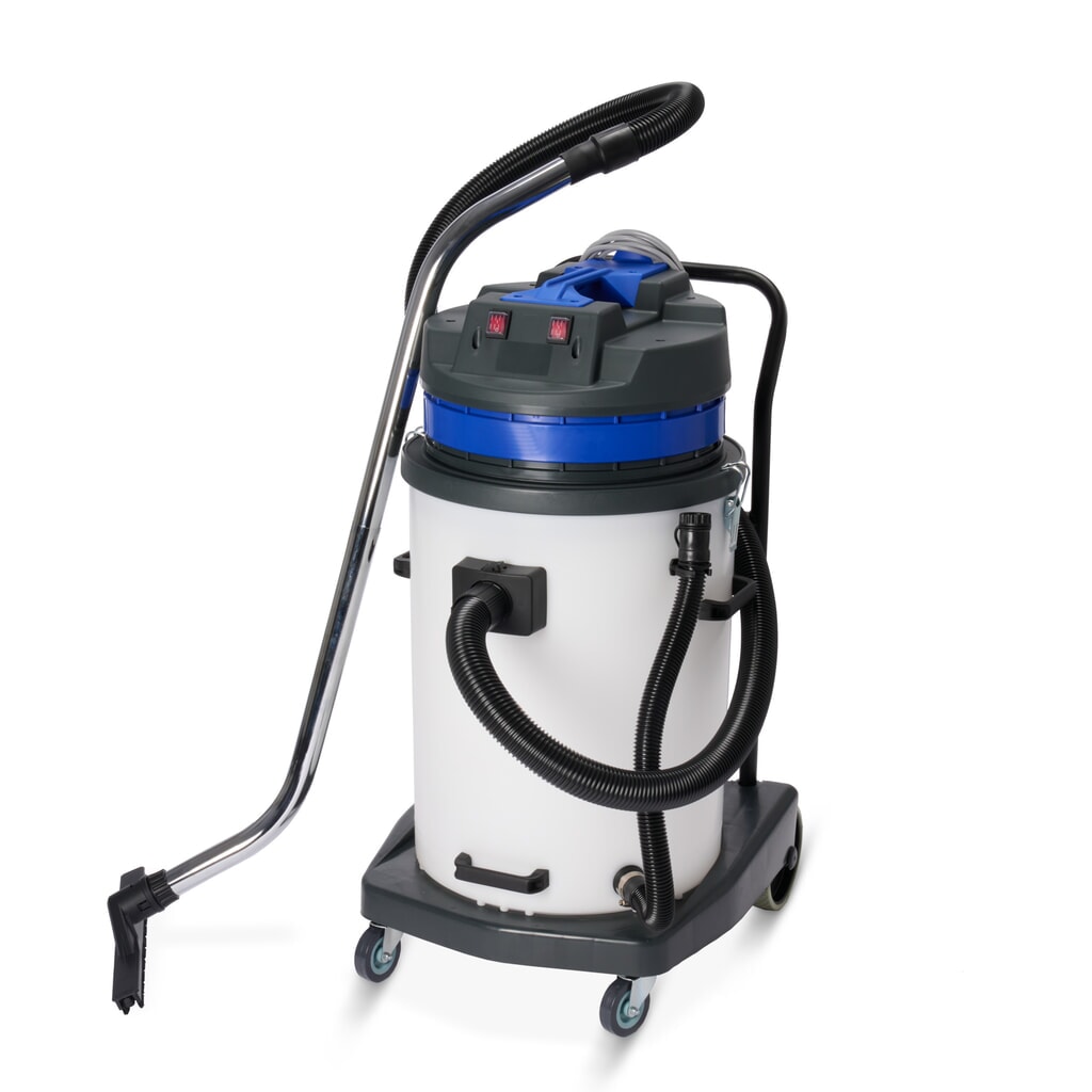 Industriële stofzuiger HEMMDAL, nat + droog, kunststof reservoir, 2.000 W, 70 l, kantelonderstel, duwbeugel, afvoerslang Product afbeelding: Industriële stofzuiger HEMMDAL, nat + droog, kunststof reservoir, 2.000 W, 70 l, kantelonderstel, duwbeugel, afvoerslang