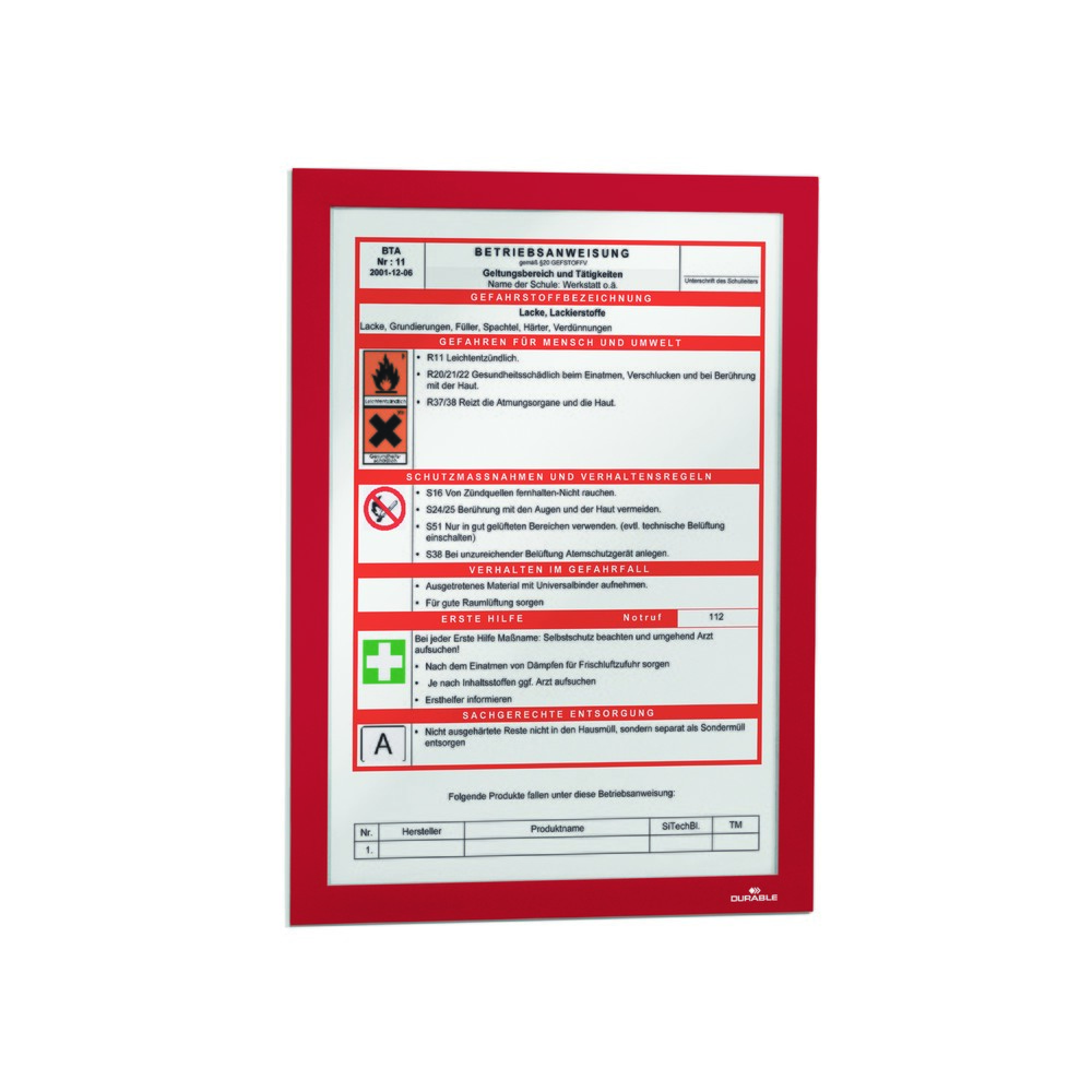 Productafbeelding nr. 9: Infoframe DURABLE DURAFRAME®, zelfklevend, DIN A4, rood
