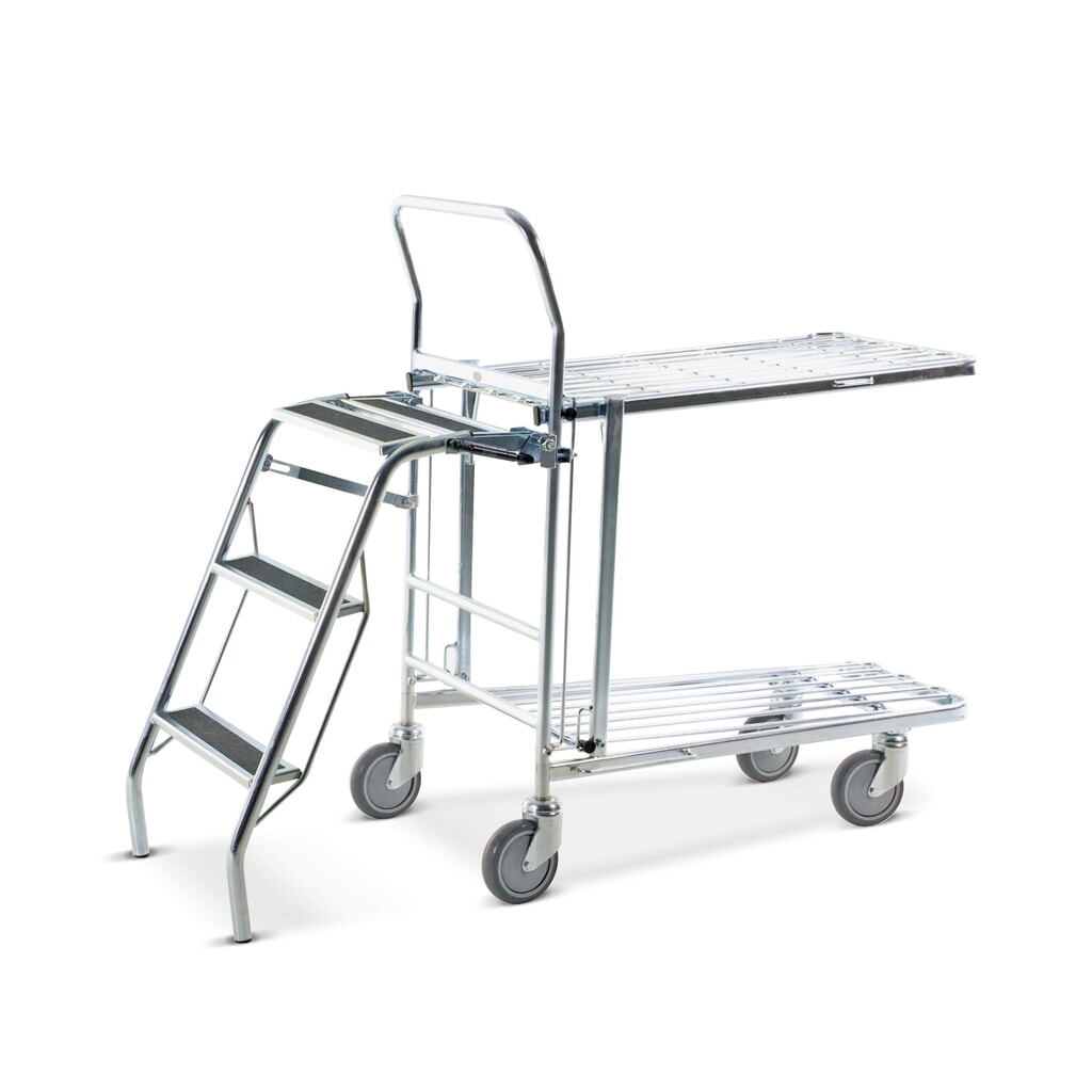 Inklapbare ladder voor magazijn- en transportwagen, stahoogte 0,65 mm Product afbeelding: Inklapbare ladder voor magazijn- en transportwagen, stahoogte 0,65 mm