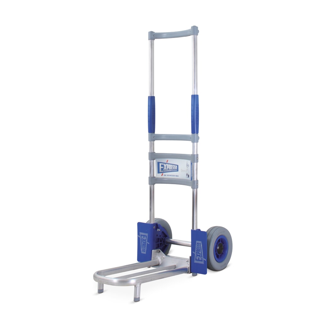 Inklapbare steekwagen EXPRESSO van aluminium, cap. 100 kg, centrisch + steek inklapbaar, steek bxd 220 x 425 mm Product afbeelding: Inklapbare steekwagen EXPRESSO van aluminium, cap. 100 kg, centrisch + steek inklapbaar, steek bxd 220 x 425 mm