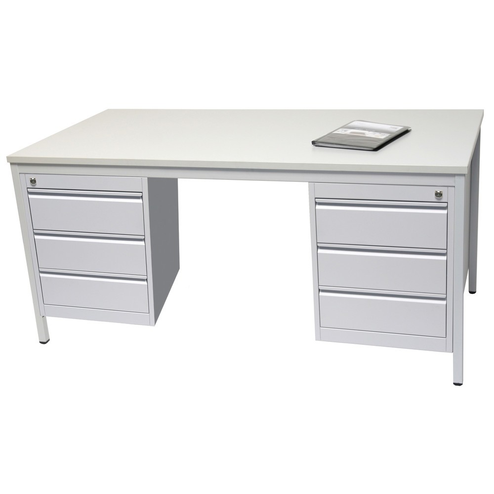 Product afbeelding: Inrichtingsset, bureau lxb 1.600 x 800 mm incl. 2 x onderbouwkast, lichtgrijs
