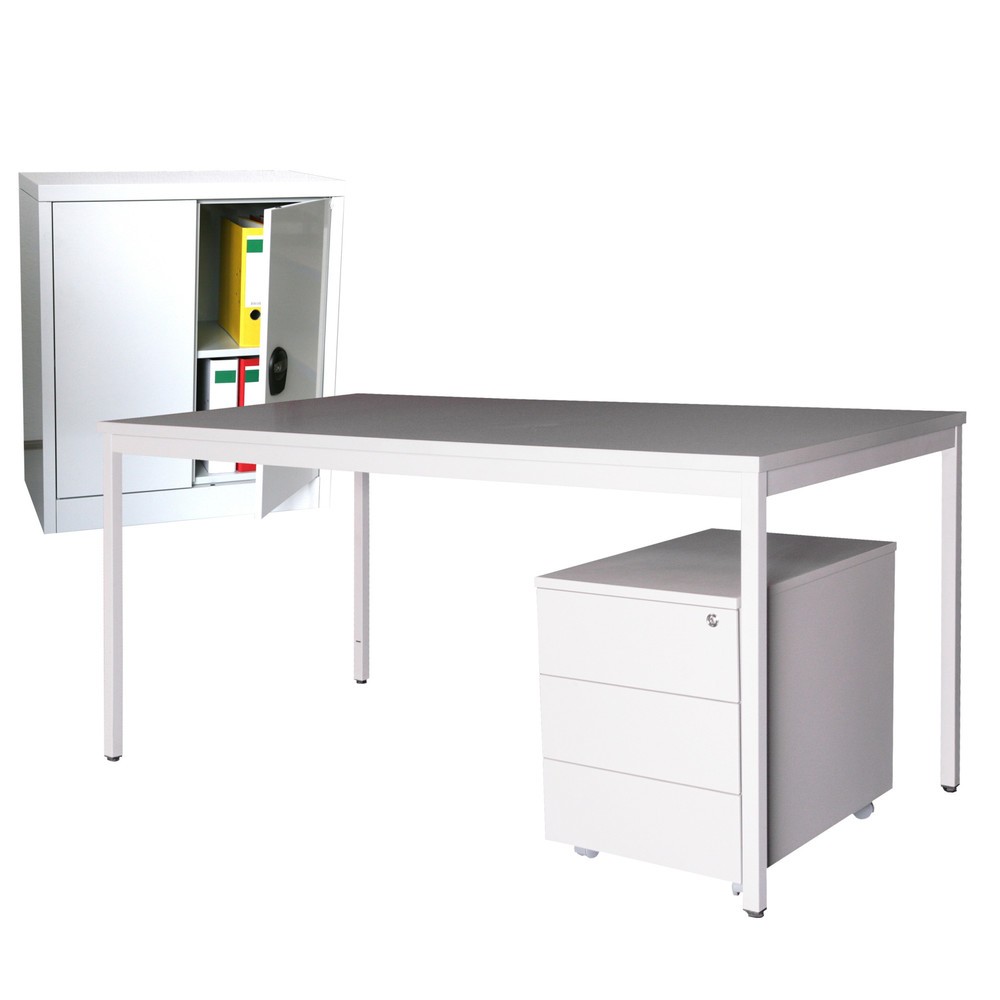 Product afbeelding: Inrichtingsset Steinbock®, bureau lxb 1.200 x 800 mm incl. ladekast op wielen + bijzetkast hxb 900 x 800 mm, lichtgrijs