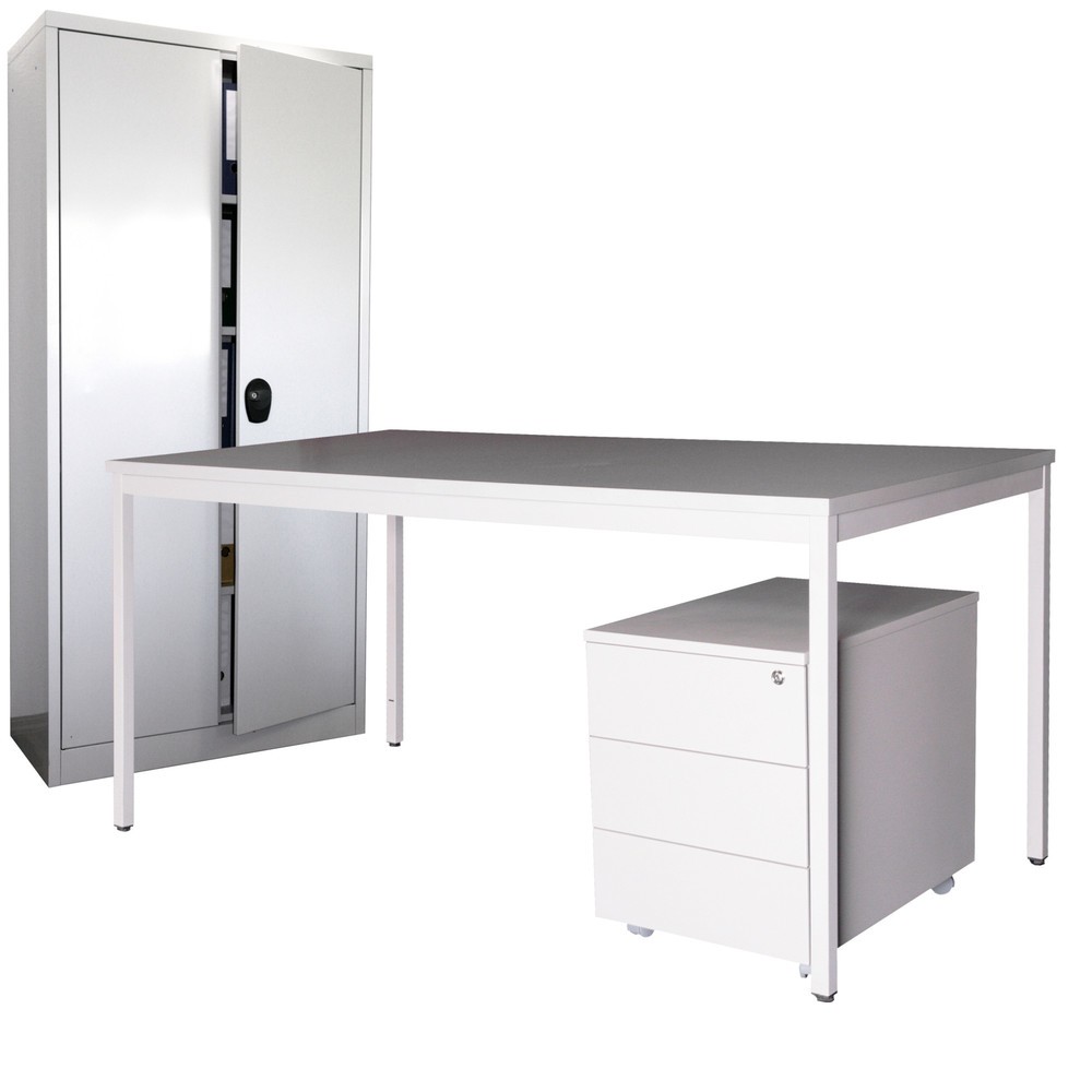 Product afbeelding: Inrichtingsset Steinbock®, bureau lxb 1.200 x 800 mm incl. ladekast op wielen + draaideurkast hxb 1.800 x 800 mm, lichtgrijs