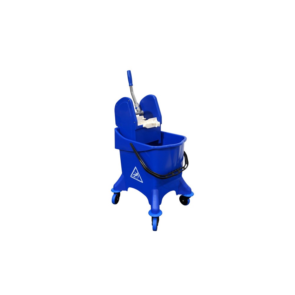 Product afbeelding: Instapset schoonmaakwagen Steinbock®, met één emmer 30 liter, 5 x katoenmop 400 mm, 2-delige chromen steel en klapbare houder