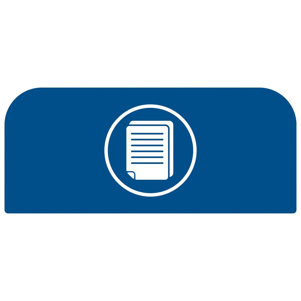 Product afbeelding: Instructiebord papier voor afvalbak Rubbermaid® Configure Recycling, 57 liter, blauw
