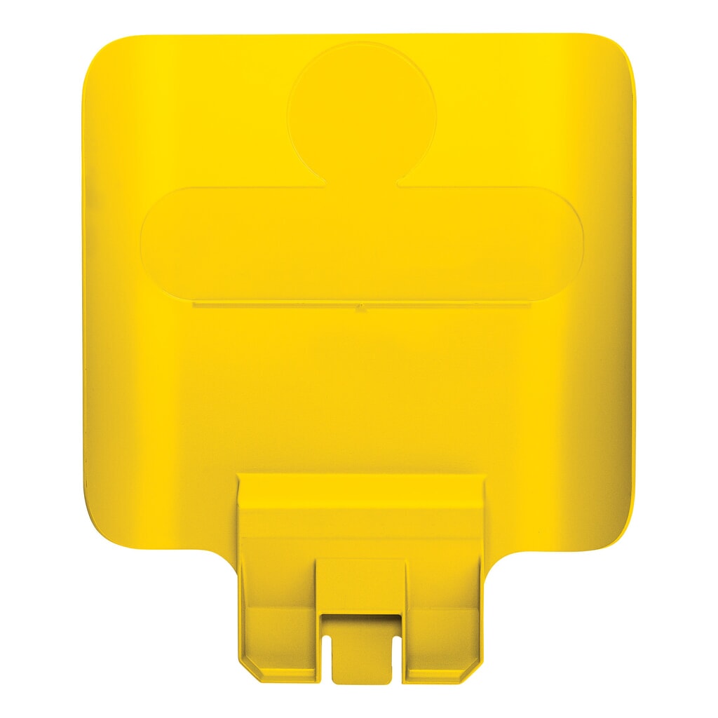 Instructiebord voor recyclingstation Rubbermaid® Slim Jim, geel Product afbeelding: Instructiebord voor recyclingstation Rubbermaid® Slim Jim, geel