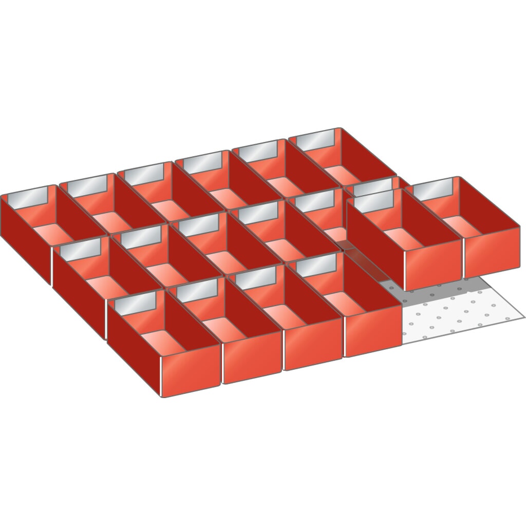 Inzetbakkenset LISTA 27x27E, (bxd) 459x459 mm, 18-delig, voor fronthoogte 50 mm Product afbeelding: Inzetbakkenset LISTA 27x27E, (bxd) 459x459 mm, 18-delig, voor fronthoogte 50 mm