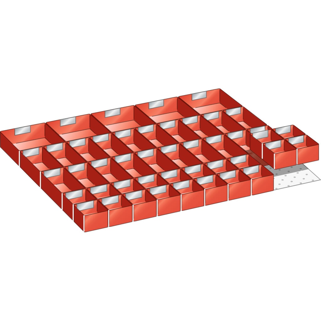 Inzetbakkenset LISTA 45x36E, (bxd) 765x612 mm, 45-delig, voor fronthoogte 50 mm Product afbeelding: Inzetbakkenset LISTA 45x36E, (bxd) 765x612 mm, 45-delig, voor fronthoogte 50 mm