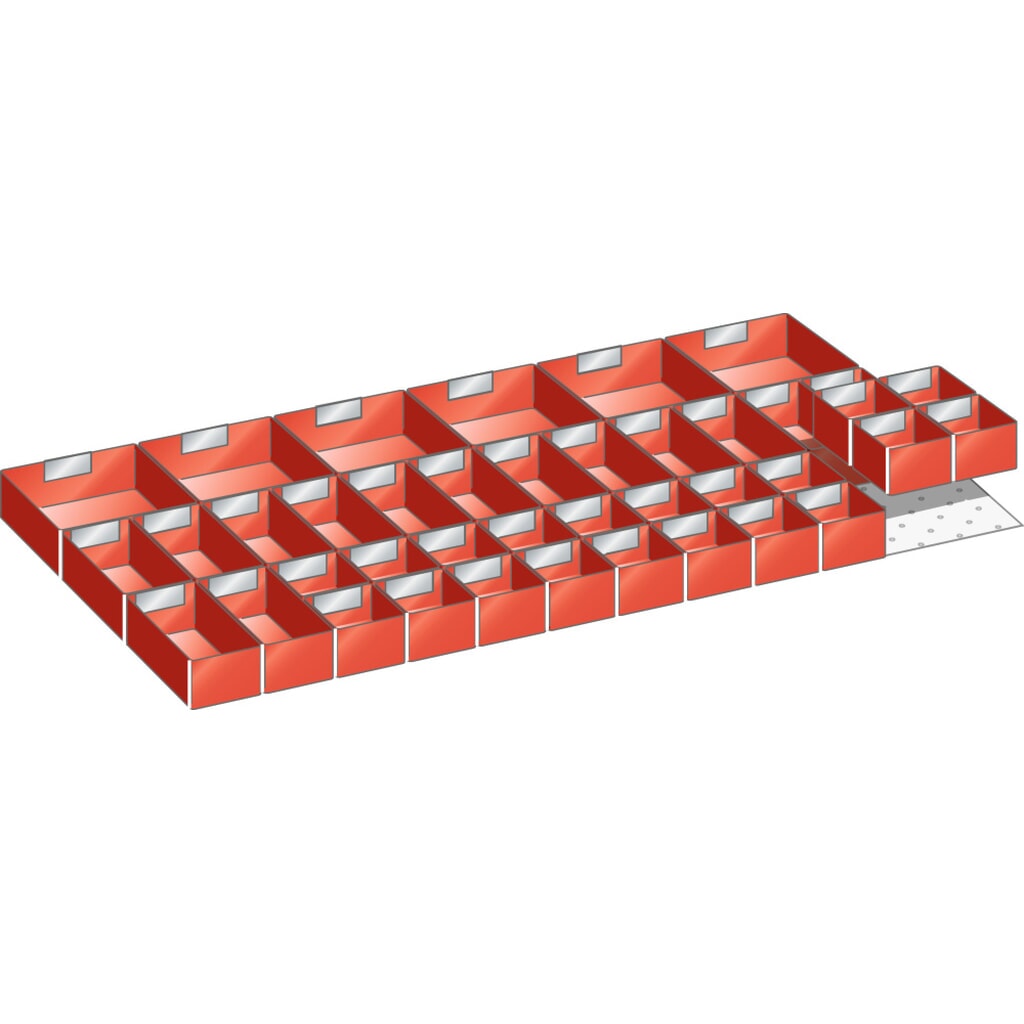 Inzetbakkenset LISTA 54x27E, (bxd) 918x459 mm, 22-delig, voor fronthoogte 75 mm Product afbeelding: Inzetbakkenset LISTA 54x27E, (bxd) 918x459 mm, 22-delig, voor fronthoogte 75 mm
