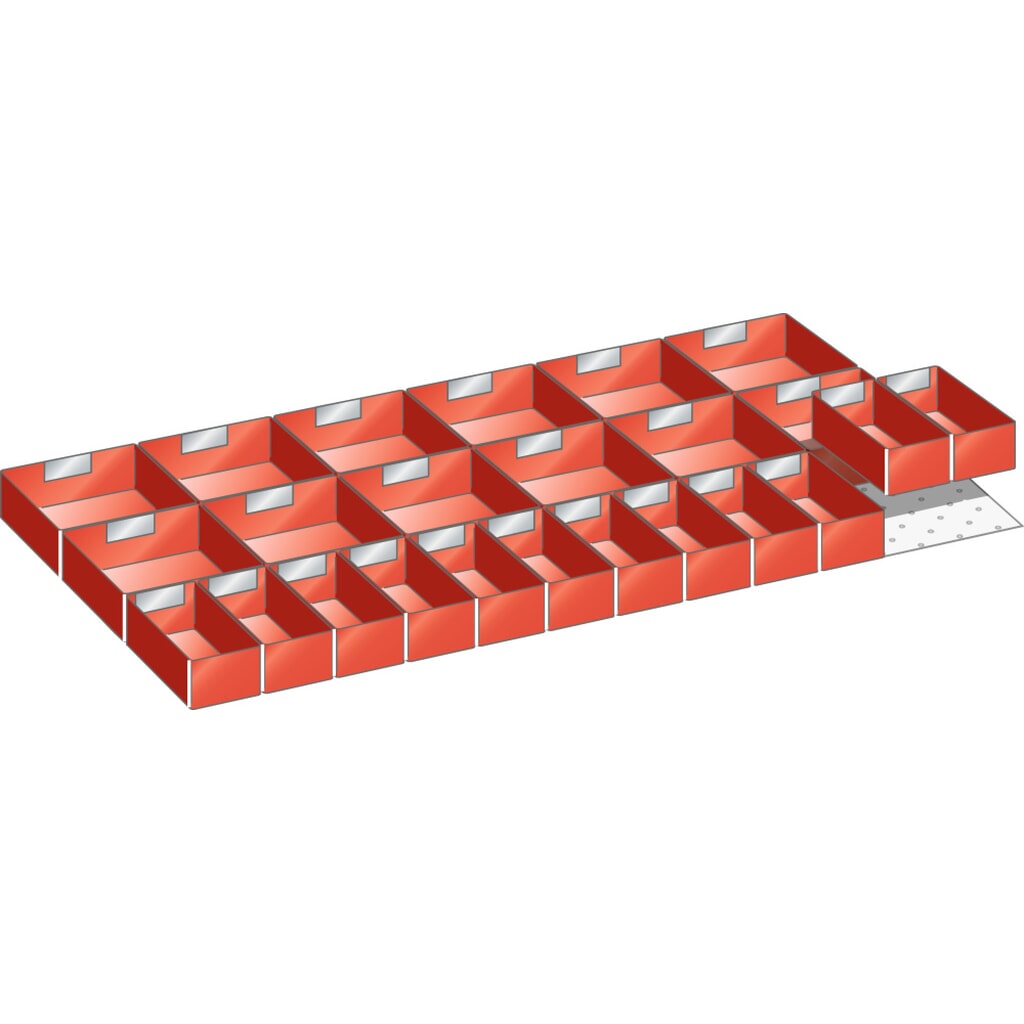 Inzetbakkenset LISTA 54x27E, (bxd) 918x459 mm, 24-delig, voor fronthoogte 50 mm Product afbeelding: Inzetbakkenset LISTA 54x27E, (bxd) 918x459 mm, 24-delig, voor fronthoogte 50 mm