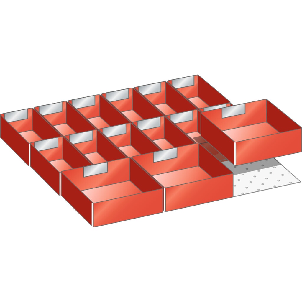 Inzetbakkenset LISTA, (bxd) 459x510 mm, 15-delig, voor fronthoogte 75 mm Product afbeelding: Inzetbakkenset LISTA, (bxd) 459x510 mm, 15-delig, voor fronthoogte 75 mm