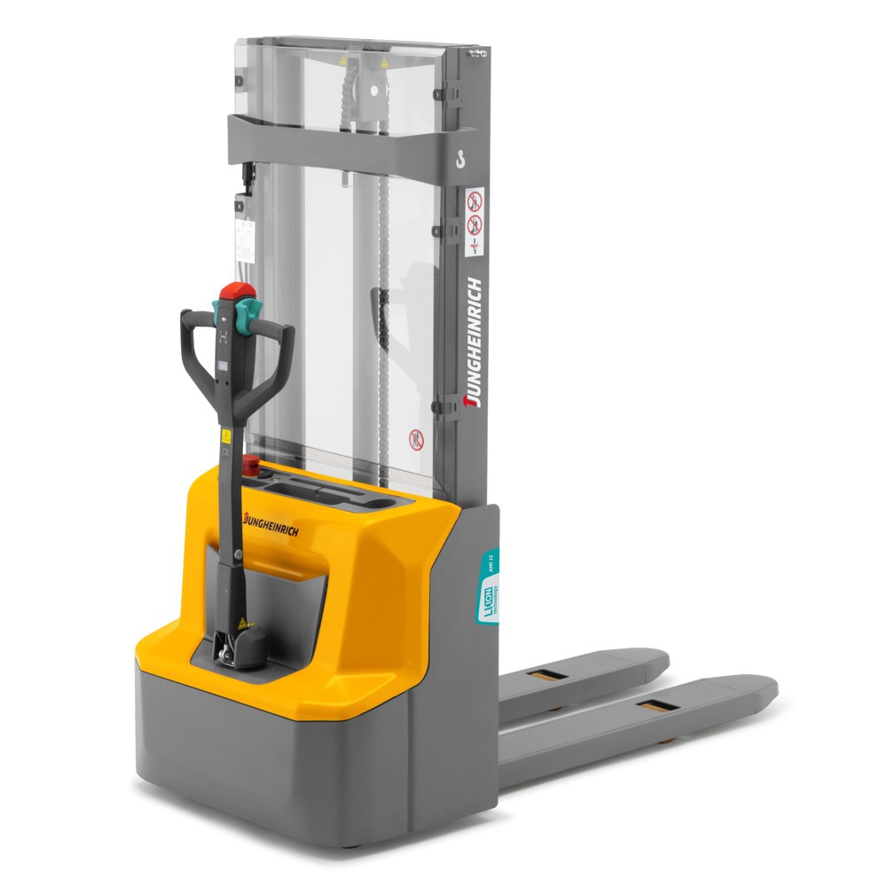 Product afbeelding: Elektrische stapelaar Jungheinrich AMC 12, tweevoudige telescoop hefmast, hefhoogte 3.600 mm, draagvermogen 1.200 kg