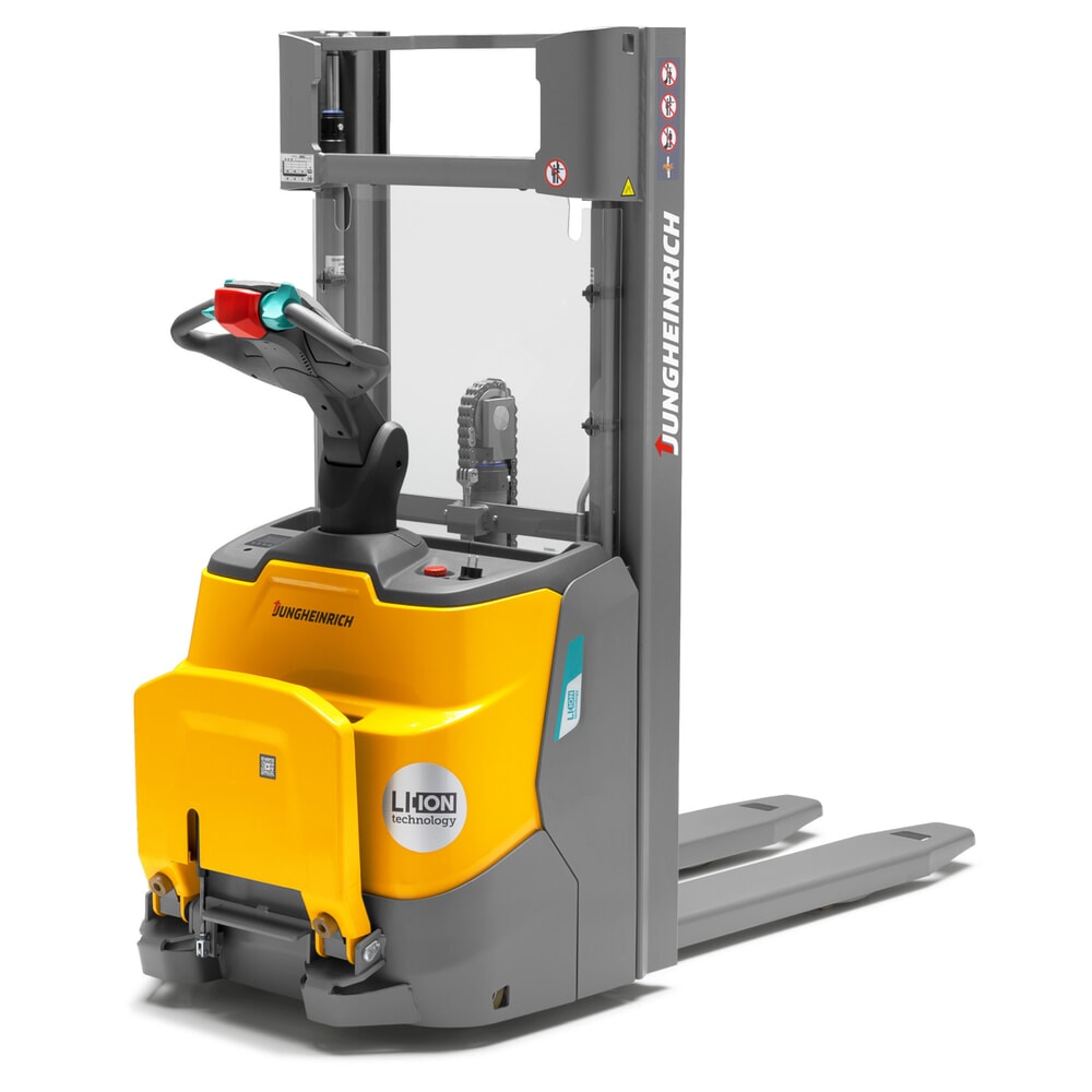 Product afbeelding: Jungheinrich elektrische stapelaar ERC 110i ZZ met staplatform, tweevoudige telescoop hefmast, hefhoogte 3.900 mm, draagvermogen 1.000 kg, proportionele hydraulica