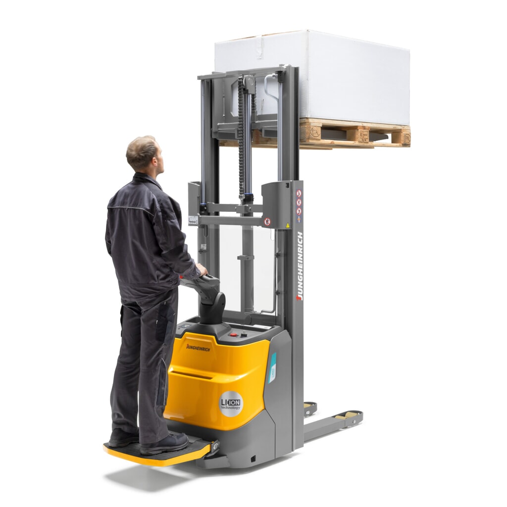 Jungheinrich elektrische stapelaar ERC 110i ZT met staplatform, tweevoudige telescoop hefmast, hefhoogte 2.300 mm, draagvermogen 1.000 kg, proportionele hydraulica Productafbeelding nr. 7: Jungheinrich elektrische stapelaar ERC 110i ZT met staplatform, tweevoudige telescoop hefmast, hefhoogte 2.300 mm, draagvermogen 1.000 kg, proportionele hydraulica