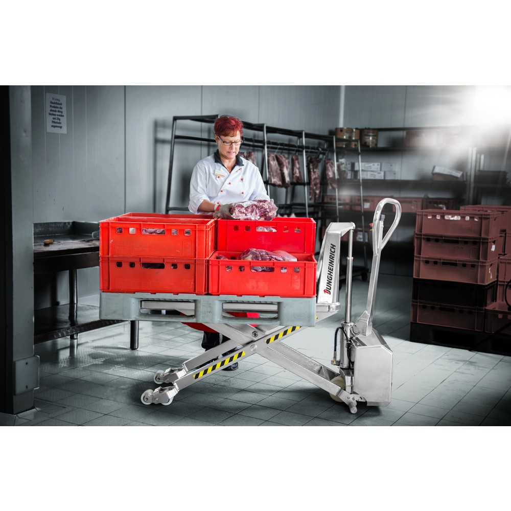 Productafbeelding nr. 2: Jungheinrich Roestvrijstalen schaarhefwagen AMX I15ep – professionele uitvoering, capaciteit 1.500 kg, nylon
