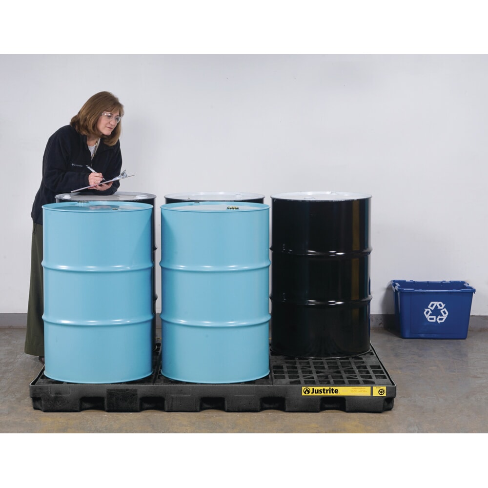 Productafbeelding nr. 2: Lage PE-lekbak Justrite, 6 x 200 l, inhoud 276 l, zwart