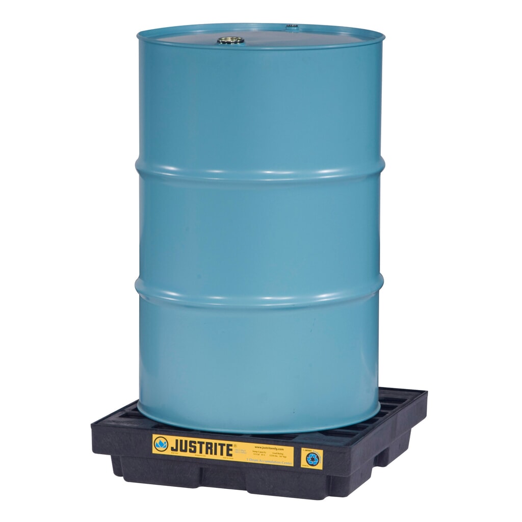 Justrite® vlak-lekbak van PE, 1x 200 l, opvangvolume 45 l, zwart Product afbeelding: Justrite® vlak-lekbak van PE, 1x 200 l, opvangvolume 45 l, zwart