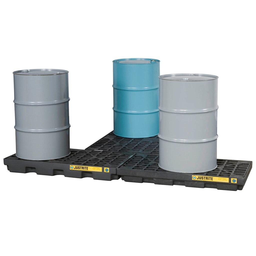 Justrite® vlak-lekbak van PE, 2x 200 l, opvangvolume 90 l, zwart Productafbeelding nr. 2: Justrite® vlak-lekbak van PE, 2x 200 l, opvangvolume 90 l, zwart