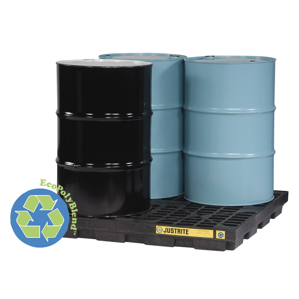 Productafbeelding nr. 2: Lage PE-lekbak Justrite, 4 x 200 l, inhoud 185 l, zwart
