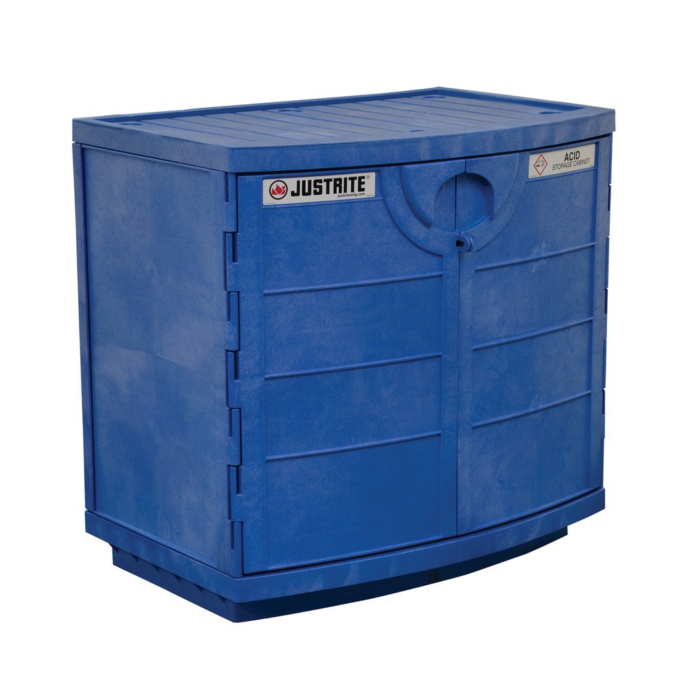 Product afbeelding: Justrite® PE veiligheidgarderobe voor corrosieve chemicaliën, HxBxD 900 x 910 x 640 mm, 1 plank, handmatig sluiten