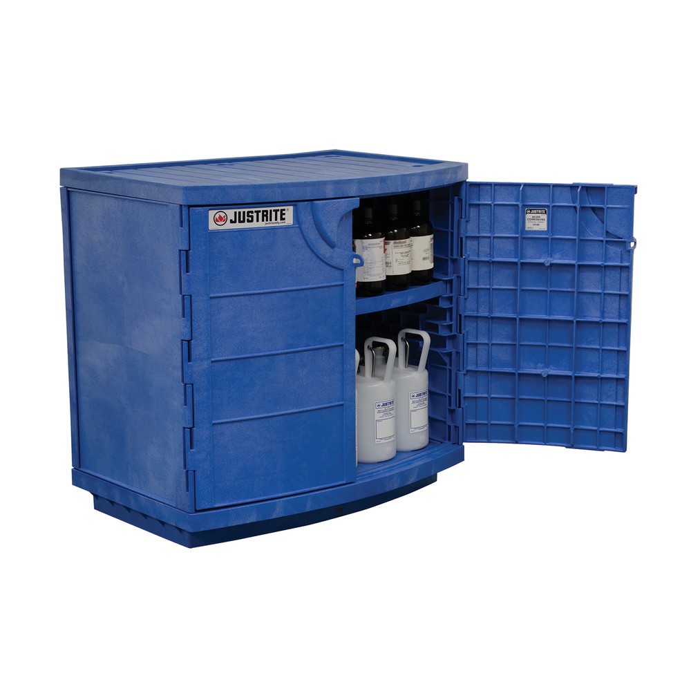 Productafbeelding nr. 3: Justrite® PE veiligheidgarderobe voor corrosieve chemicaliën, HxBxD 900 x 910 x 640 mm, 1 plank, handmatig sluiten