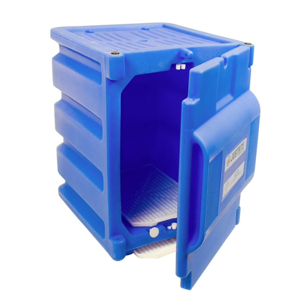 Justrite® PE veiligheidskast voor corrosieve chemicaliën, HxBxD 500 x 360 x 440 mm, handmatig sluiten Productafbeelding nr. 2: Justrite® PE veiligheidskast voor corrosieve chemicaliën, HxBxD 500 x 360 x 440 mm, handmatig sluiten