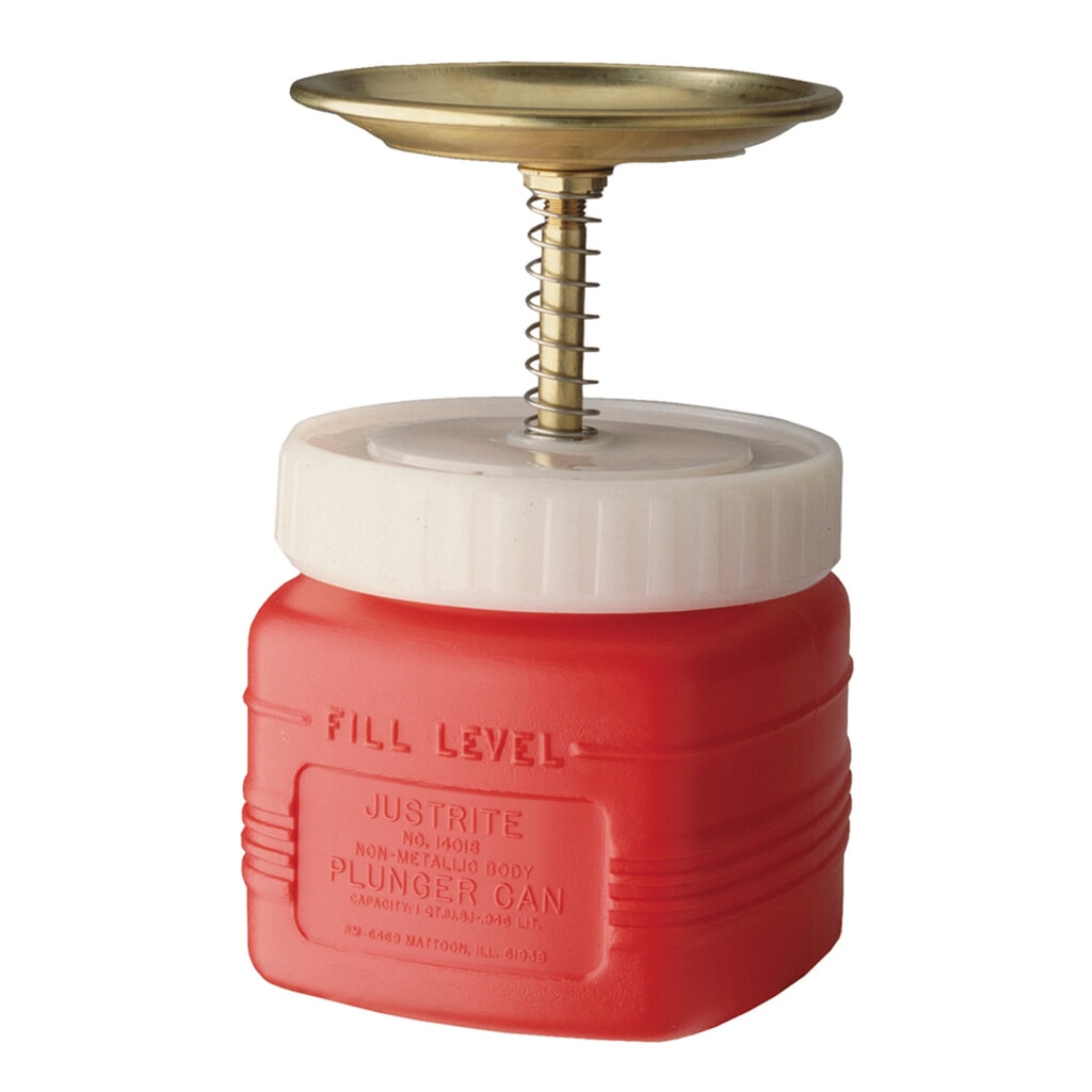 Justrite plunjerkan van PE, rood, 1 liter Product afbeelding: Justrite plunjerkan van PE, rood, 1 liter