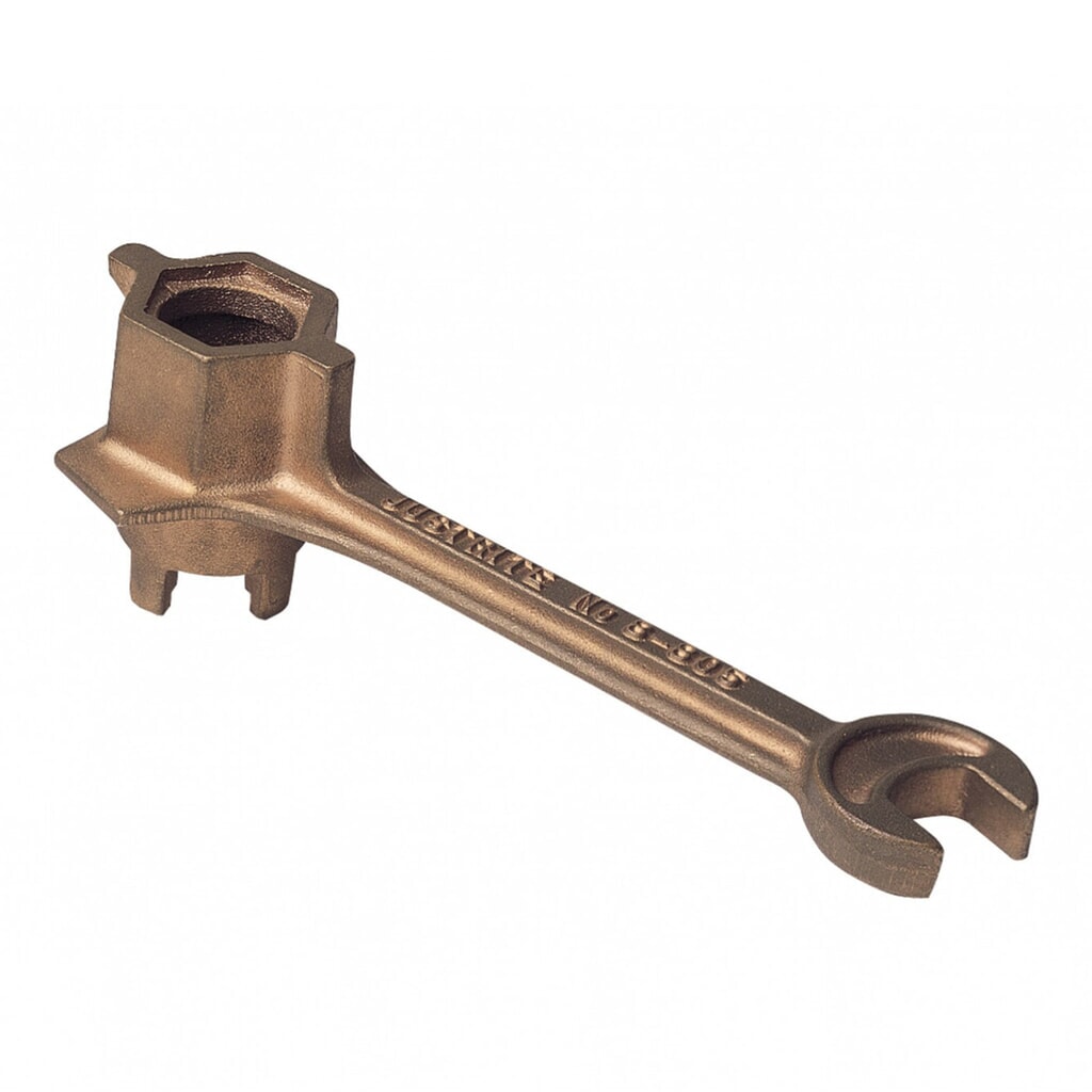 Product afbeelding: Justrite vatensleutel, van messing, voor spondoppen van 19 en 51 mm