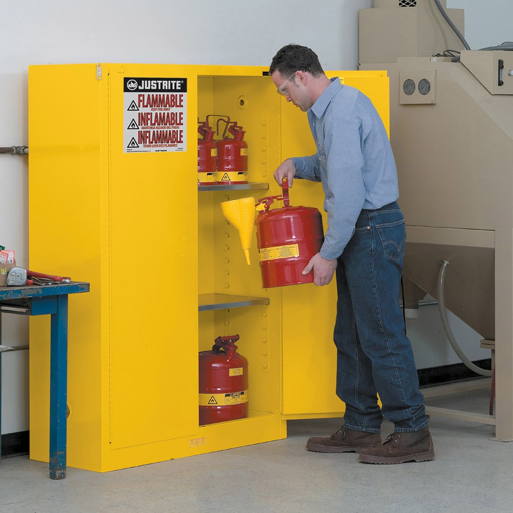 Productafbeelding nr. 3: Justrite® veiligheidskast Classic Sure-Grip® FM, h x b x d 1.650 x 1.090 x 460 mm, 2 legborden, zelfsluitend