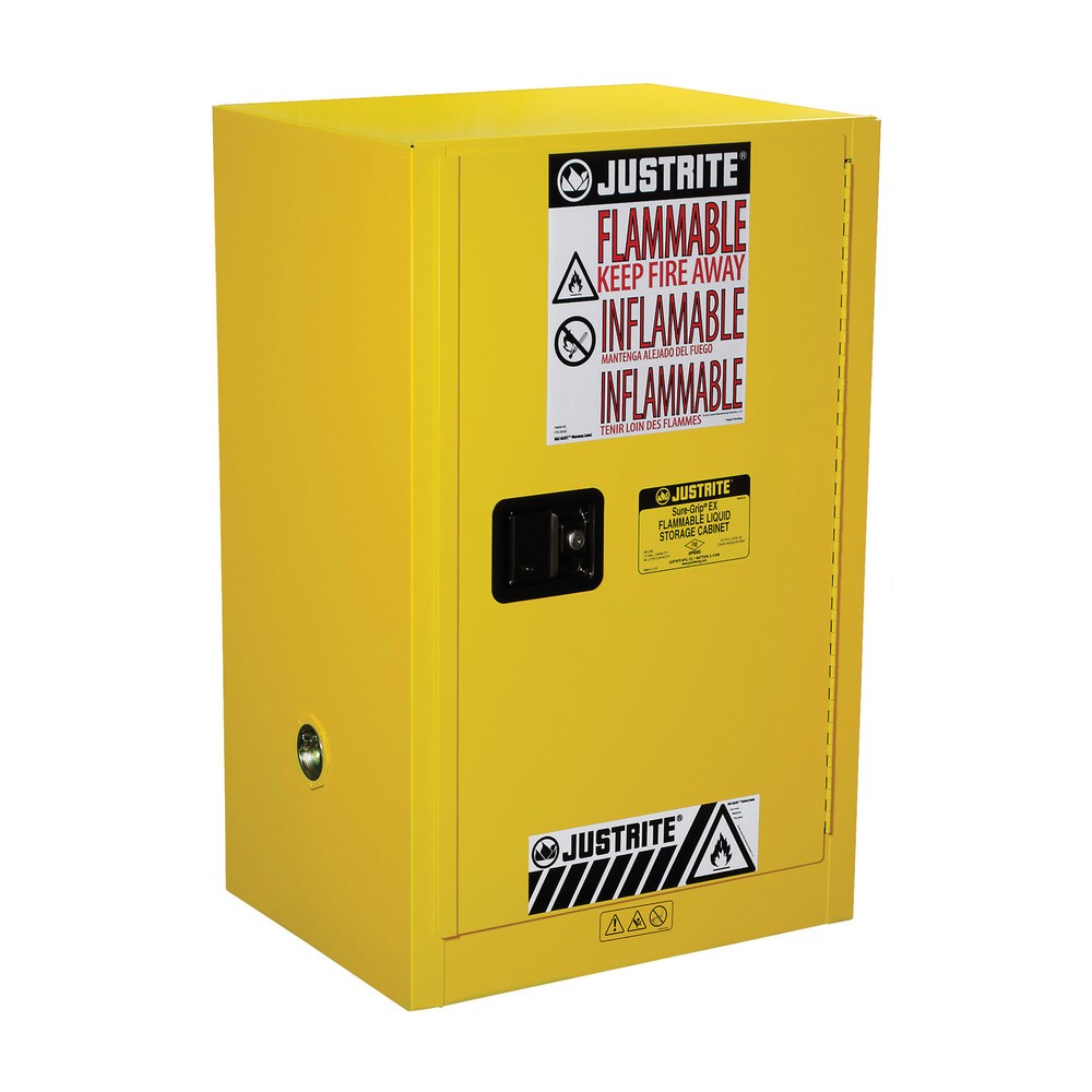 Product afbeelding: Justrite® veiligheidskast Compac Sure-Grip® FM, h x b x d 890 x 590 x 460 mm, 1 legbord, handmatig sluitend
