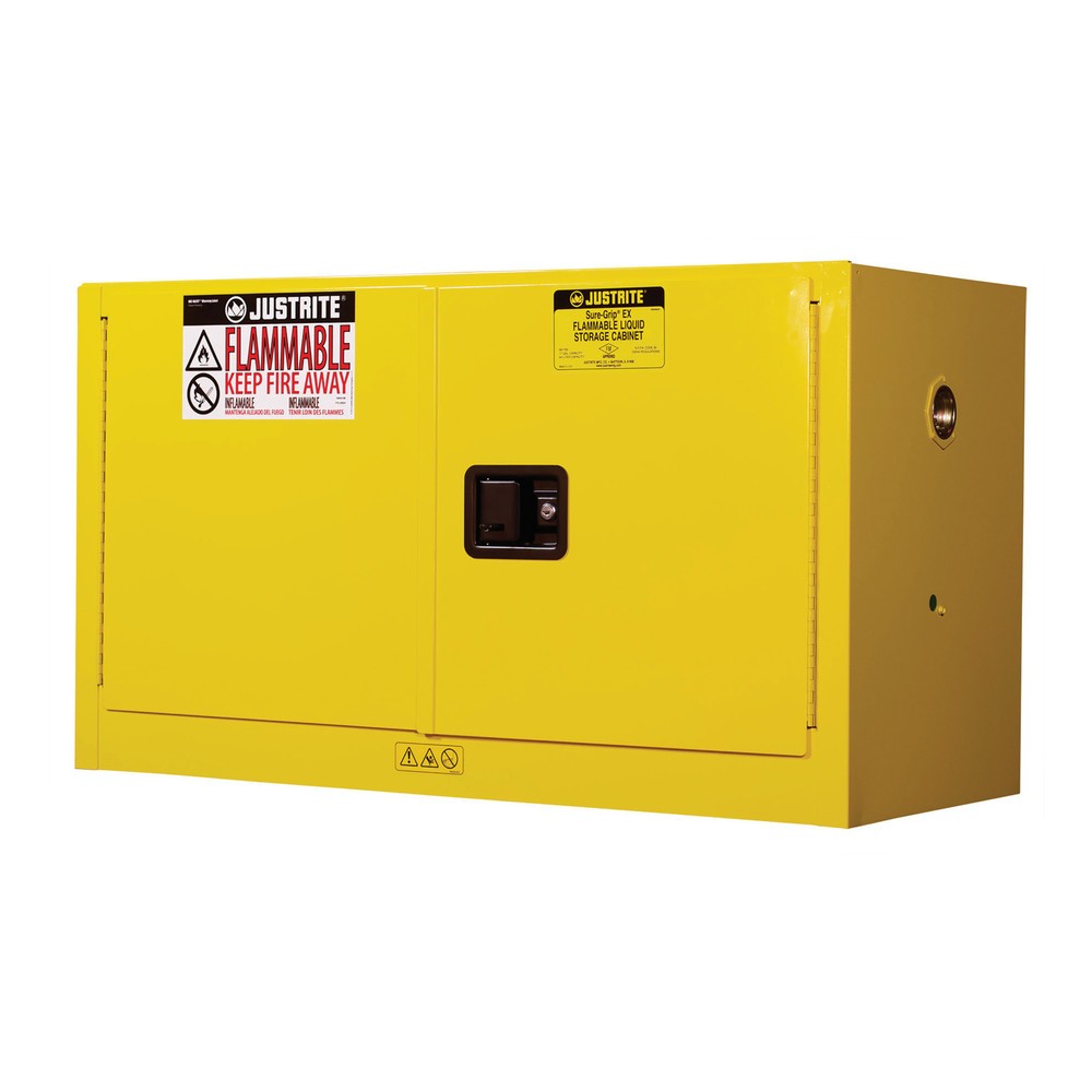 Product afbeelding: Justrite® veiligheidskast Piggyback Sure-Grip® FM, h x b x d 610 x 1.090 x 460 mm, 1 legbord, handmatig sluitend