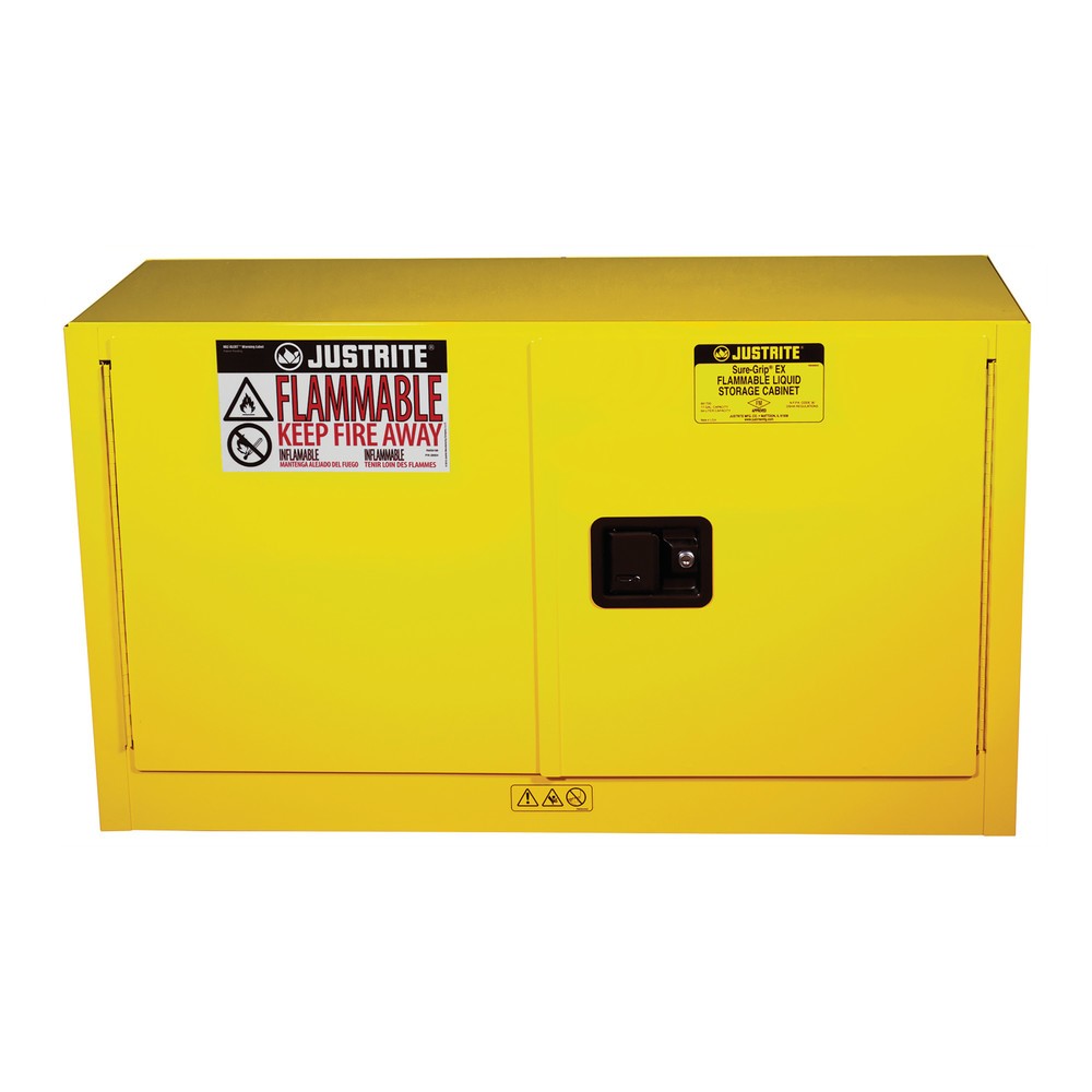Product afbeelding: Justrite® veiligheidskast Piggyback Sure-Grip® FM, h x b x d 610 x 1.090 x 460 mm, 1 legbord, zelfsluitend
