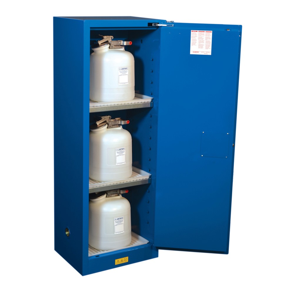 Productafbeelding nr. 2: Justrite® veiligheidskast Slimline Sure-Grip® FM, voor bijtende stoffen, h x b x d 1.650 x 590 x 460 mm, 3 legborden, zelfsluitend