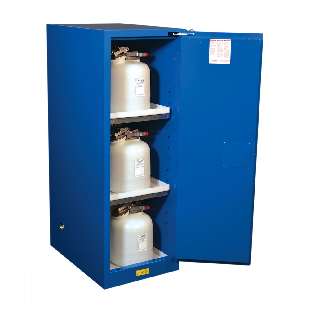 Productafbeelding nr. 2: Justrite® brandveilige kluis Slimline Sure-Grip® FM, voor etsmiddelen, hxbxd 1.650 x 590 x 860 mm, 3 legborden, zelfsluitend