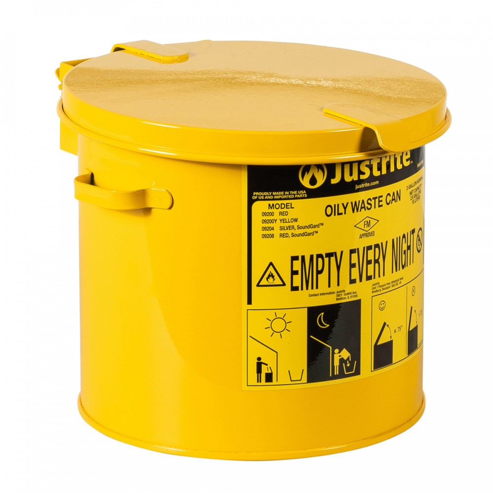 Productafbeelding nr. 1: Werkbankverzamelbak Justrite, handmatig, geel, 8 liter