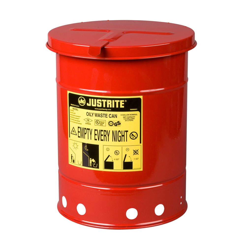 Product afbeelding: Werkbankverzamelbak Justrite®, handmatig, rood, 20 liter