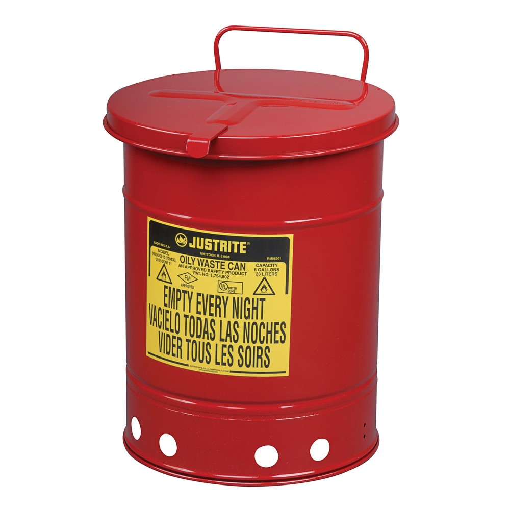 Productafbeelding nr. 1: Justrite werkbankverzamelbak, handmatig, rood, 34 liter