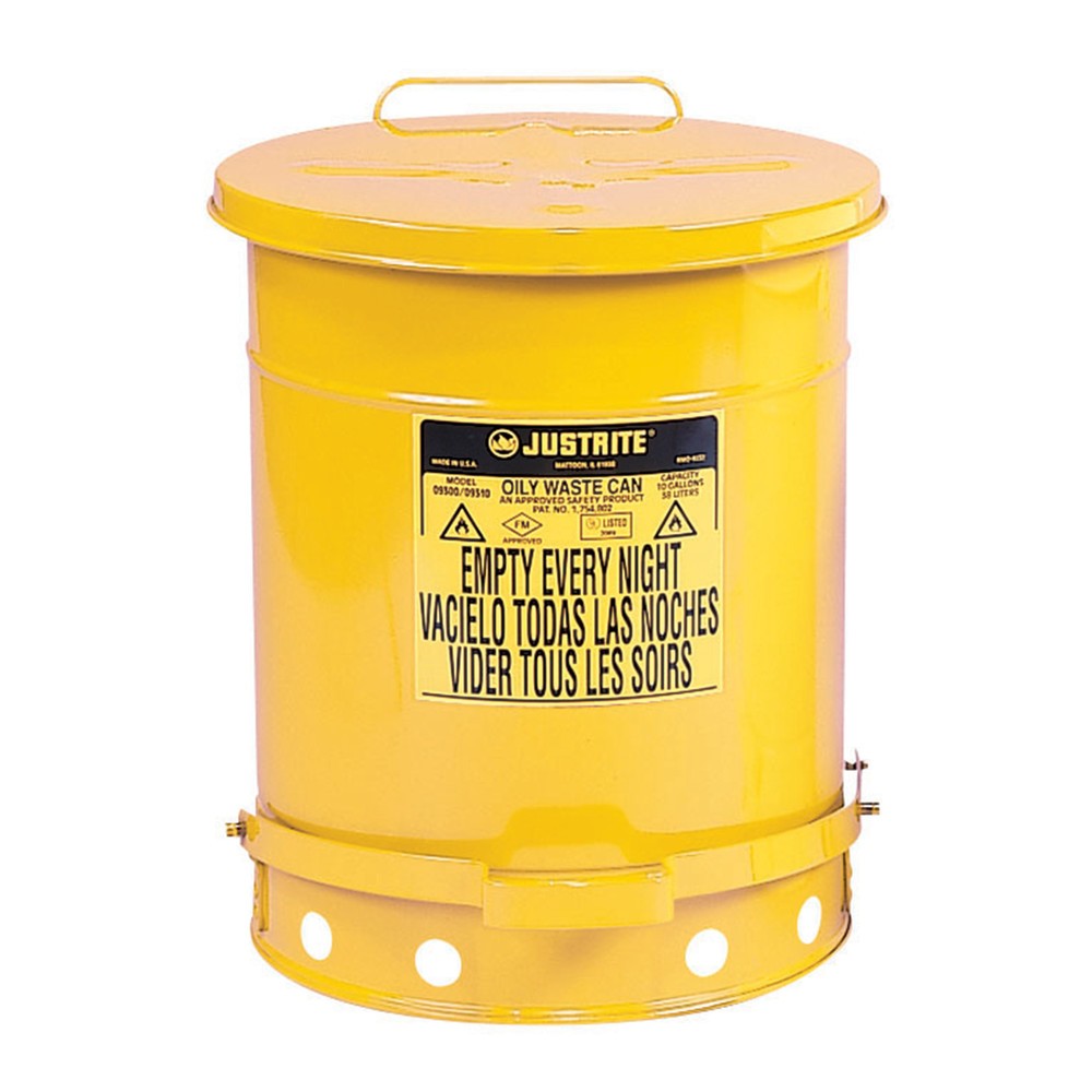 Productafbeelding nr. 1: Justrite werkbankverzamelbak, voetpedaal, geel, 80 liter