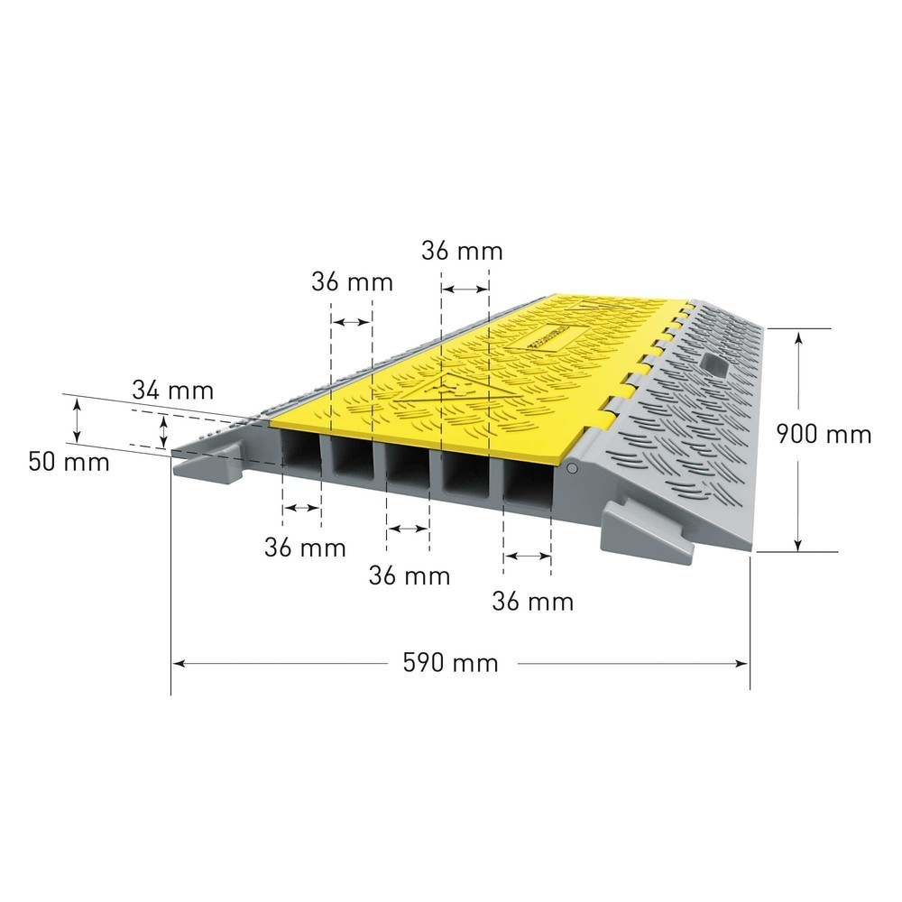 Productafbeelding nr. 5: Kabelbrug met 5 schachten, insteekbaar, hxbxd 50 x 900 x 500 mm, zwart/geel